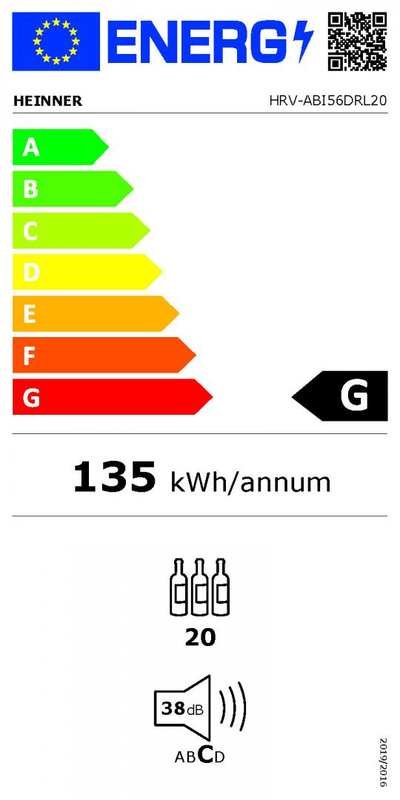 Frigorifer vere Heinner HRV-ABI56DRL20, 20 shishe, kontroll elektronik, i zi