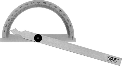 Gonometër çeliku MIB Protractor 5058001, 120x150mm, me vidë bllokimi, ngjyrë argjendtë