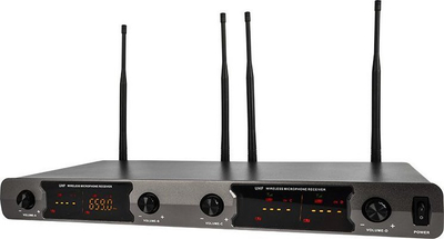 Sistem mikrofonësh pa tel NN WMIC4, 4 kanale UHF, me 3 mikrofona dore edhe headset, i zi