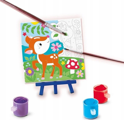 Set pikture me numra SES Creative Painting Canvas Forest Animals, 3 kanavaca, me bojra dhe penela, shumngjyrësh