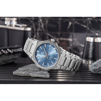Orë dore Casio Edifice EFR-S108D-2AVUEF, kuarc, 100m kundra ujit, ngjyrë argjendi me fushë blu