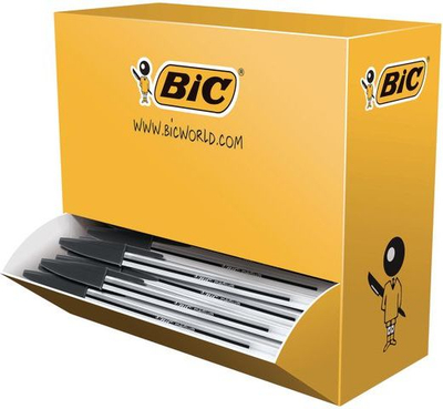 Хемиска пенкало BIC Cristal Large, дебел врв, сет 50 парчиња, црно мастило