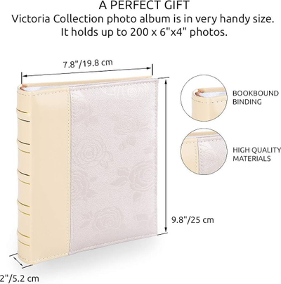 Album fotografish Victoria Collection Beige Rose, 200 foto 10x15, set me 2 copë, bezhë