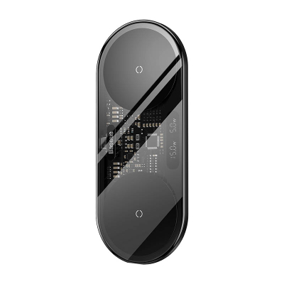 Karikues wireless dyfishtë Qi Baseus Digital LED Display, 20W