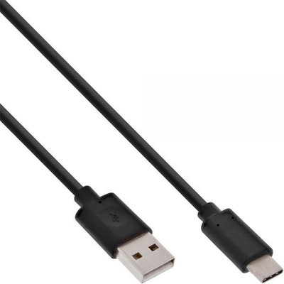 Kabllo USB InLine, USB-A, USB-C, 0.5 m, e zezë