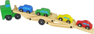 Lodër kamion transportues druri Lean Sport, me 4 makina, jeshil