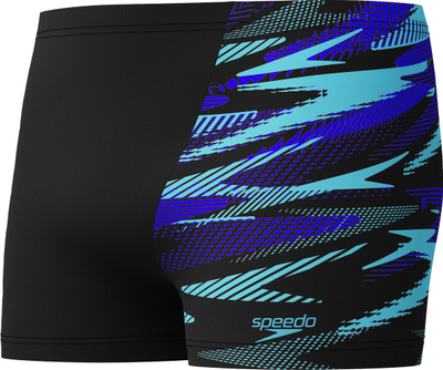 Rroba banje Speedo HyperBoom V Cut Aquashort për burra, Endurance+, të zeza me blu