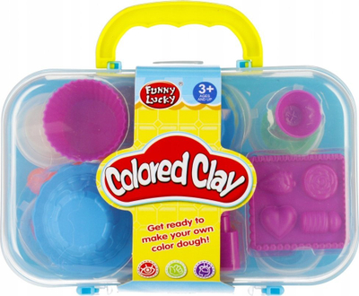 Set plasteline MEGA CREATIVE 524018, shumëngjyrëshe, me mjete formësimi, në valixhe plastike