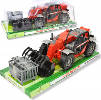 Lodër ngarkuese teleskopike Macyszyn Toys, plastike, me kovë dhe kafaz, e kuqe