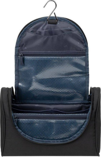 Çantë tualeti për udhëtim Rivacase Tegel ECO 8407, material RPET, me grep për var, e zezë