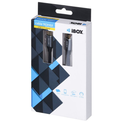 Kabllo USB iBOX TC31G2, USB-C në USB-C, 1 m, i zi