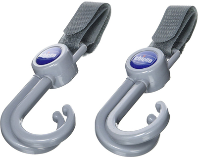 Varëse universale për karrocë Chicco Pram Hook, 18 x 12 cm, set me 2 copë, gri
