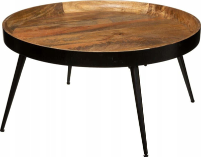Tavolinë kafeje Atmosphera prej druri mango me llak 70x36, dru mango, metal, ngjyrë druri natyrale
