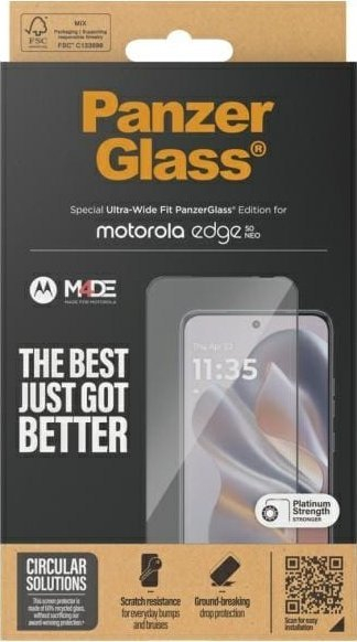Mbrojtëse ekrani PanzerGlass për Motorola Edge 50 Neo, xham i temperum, Ultra Wide Fit, transparente