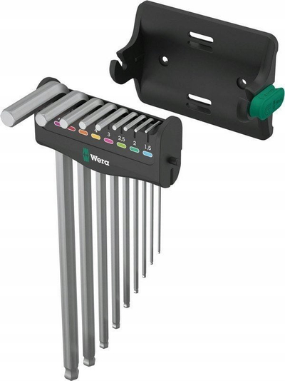 Set çelësa imbus Wera 950/9 Hex Plus, metrike, krom, me raft