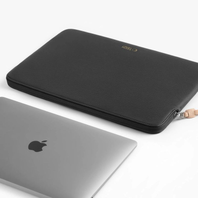 Këllëf laptopi Tech-Protect Fleece, 15–16", lëkurë eko, i zi