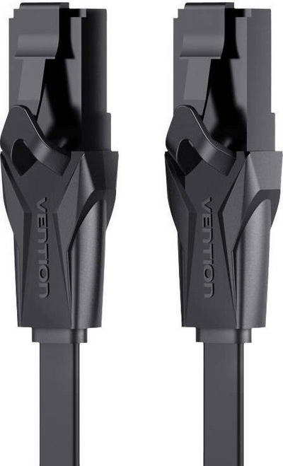 Kabllo interneti Vention Flat CAT6 UTP, 10m, RJ45, e zezë