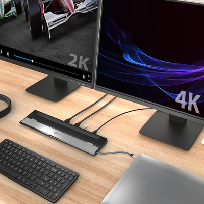 Docking station USB C J5create JCD542 N, me dy dalje HDMI 4K, Power Delivery 100W, gri me të zezë