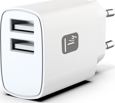 Karikues USB Techly IPW-USB-12W2A, 12W 2.4A, 2 porta USB, i bardhë