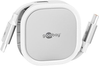 Kабел USB Goobay Self retracting USB C, 1m, 15W, бело сребрена