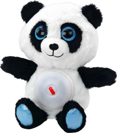 Lodër gjumi Leantoys Panda Plush Sleep Aid, 30cm, me dritë nate dhe ninulla, bardhë e zezë