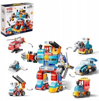 Set ndërtimi BOUNN Set Blocks 7in1, 172 pjesë, robotë dhe automjete, shumëngjyrësh