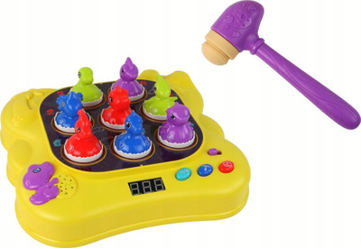 Lodër edukative Leantoys Dino Pop and Pounce, me çekan, dinosaur shumëngjyrësh, e verdhë