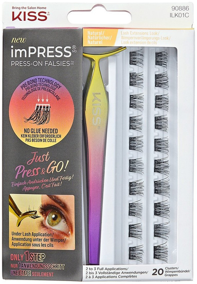 Вештачки трепки Kiss ImPRESS Press On Falsies Natural ILK01C, 20+1 парче, самолепливи, црни