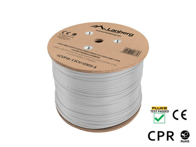Kabllo rrjeti Lanberg U/FTP CAT-6A, 305m, CU LSZH, gri