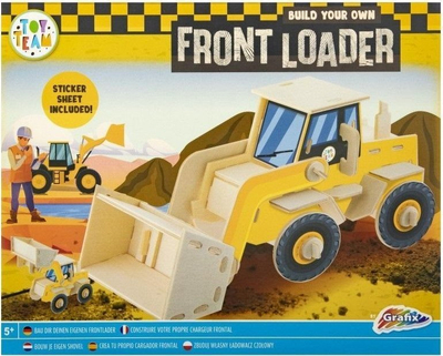 Дрвена конструкторска играчка Creative Toys багер 3D, конструкторски сет, повеќебоен