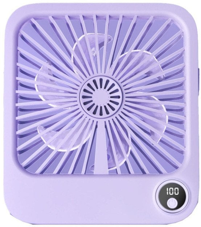 Ventilator tavoline OEM W30, me rikarikim USB C, i rregullueshëm, ngjyrë vjollcë