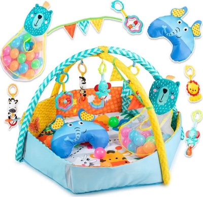 Tapet lojrash MULTI Educational Mat, me hark lojrash, me 30 topa, shumëngjyrësh