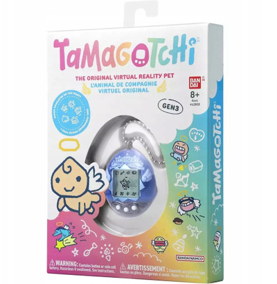 Lodër digjitale Bandai Tamagotchi Original Angel Tiara, ekran bardhezi, e vogel për me e marrë me vete, e bardhë