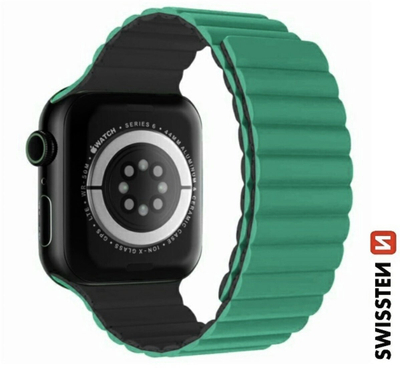 Rrip ore Swissten Silicone Case për Apple Watch, magnetik, 42/44/45/49 mm, jeshile-gri