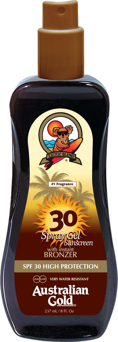 Krem dielli Australian Gold Spray Gel Sunscreen, SPF 30, që të nxin që me njëherë, 237ml