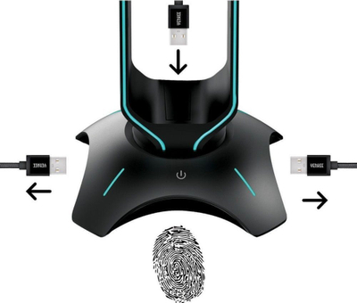 Qëndrim për kufje Yenkee YHB 3003 Tower, USB hub, i zi