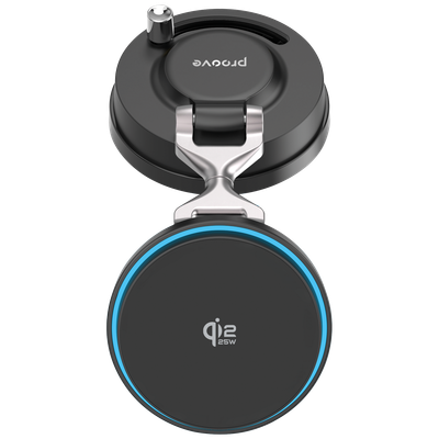 Mbajtëse veture me karikim wireless Proove Jetlock, Qi2, 25W, me thithëse, e zezë