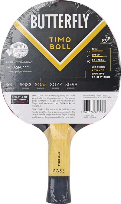 Raketë pingpongu Butterfly Timo Boll SG55 85022, Panasia 1.5mm, dorezë Smart Grip