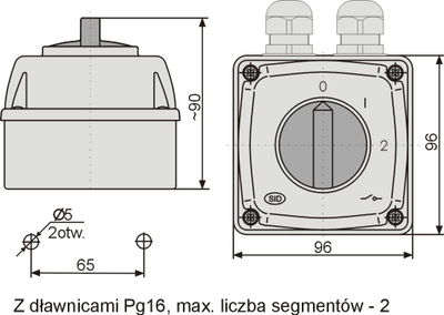 Çelës rrotullues Elektromet Cam switch 952533, 3P 25A, IP65, gri