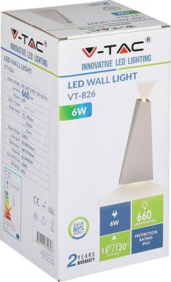 Llambë muri LED V-TAC VT-826, 6W, 4000K, e bardhë