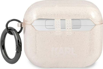 Mbrojtës Karl Lagerfeld Glitter Choupette KLA3UCHGD për AirPods 3, TPU, bezhë