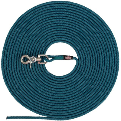 Litar stervitje për qentë Trixie Drag Line Round, 15m, 0.6cm, petrol blu