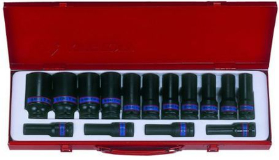 Set çelsa goditës King Tony 4415MP03, 1/2", 10-32 mm, 15 copë, në kuti metalike