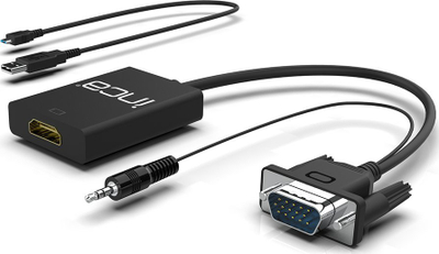 Видео адаптер Inca IVTH-02, HDMI во VGA, 0.2 m, USB, бел