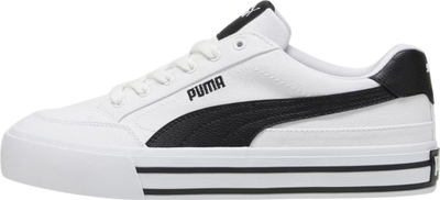 Patika unisex PUMA Court Classic Vulc FS, profil i ulët, taban vulkanizim, bardh e zi