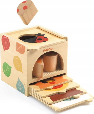 Lodër prej druri për mënuç Micki Box Basic, kuti me forma, për kalamaj 18m+