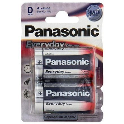 Bateri alkaline Panasonic Everyday Power D R20, paketim me 2 copë