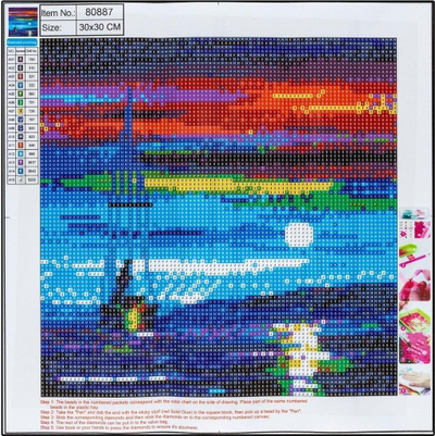 Mozaik diamant dekorativ Diamond Mosaic Center Full Sea, 30x30cm, me motiv deti