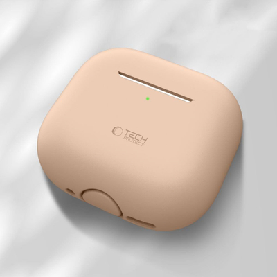 Kuti mbrojtëse Tech Protect Silicone për Apple AirPods 4, silikon, ngjyrë Cafe Latte