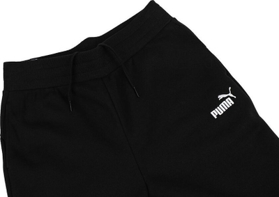 Trenerka për goca Puma ESS+ Embroidery High-Waist Pants FL W, bel i lartë, me mansheta, e zezë